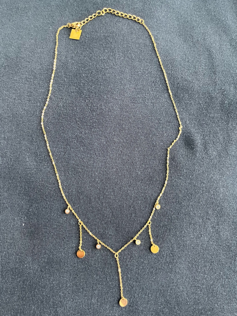 ZAG Bijoux Gold Dainty Crystal & Disc Necklace - Stainless Steel